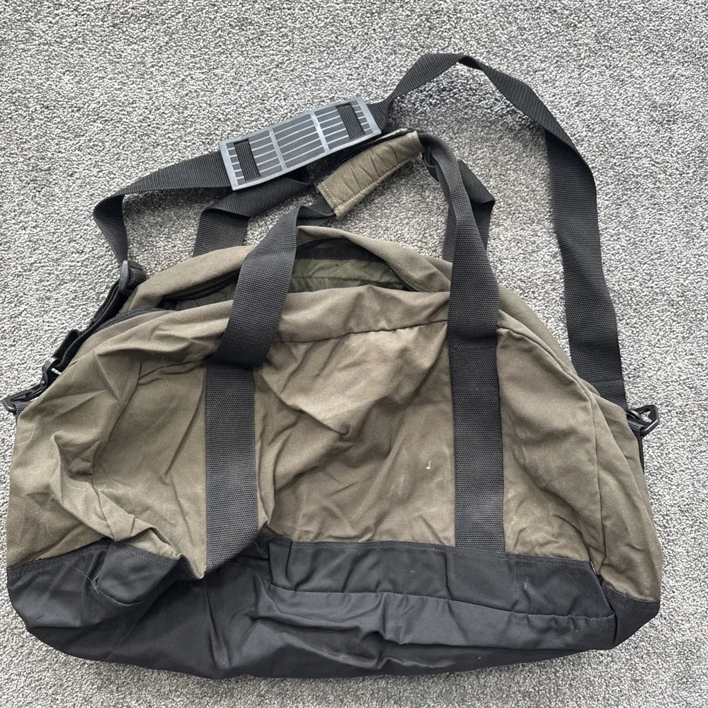 Vtg Eddie Bauer Canvas Khaki Duffel Bag 90s Carry On Weekender Travel Green Gym